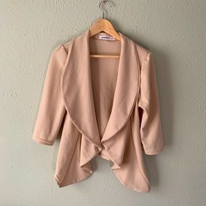 Beige Shawl Collar Knit Blazer